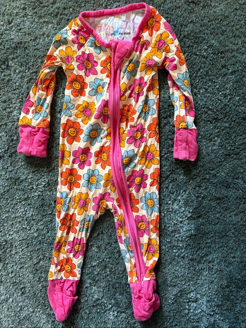Little One Shop Pink Floral Zip-Up Footie